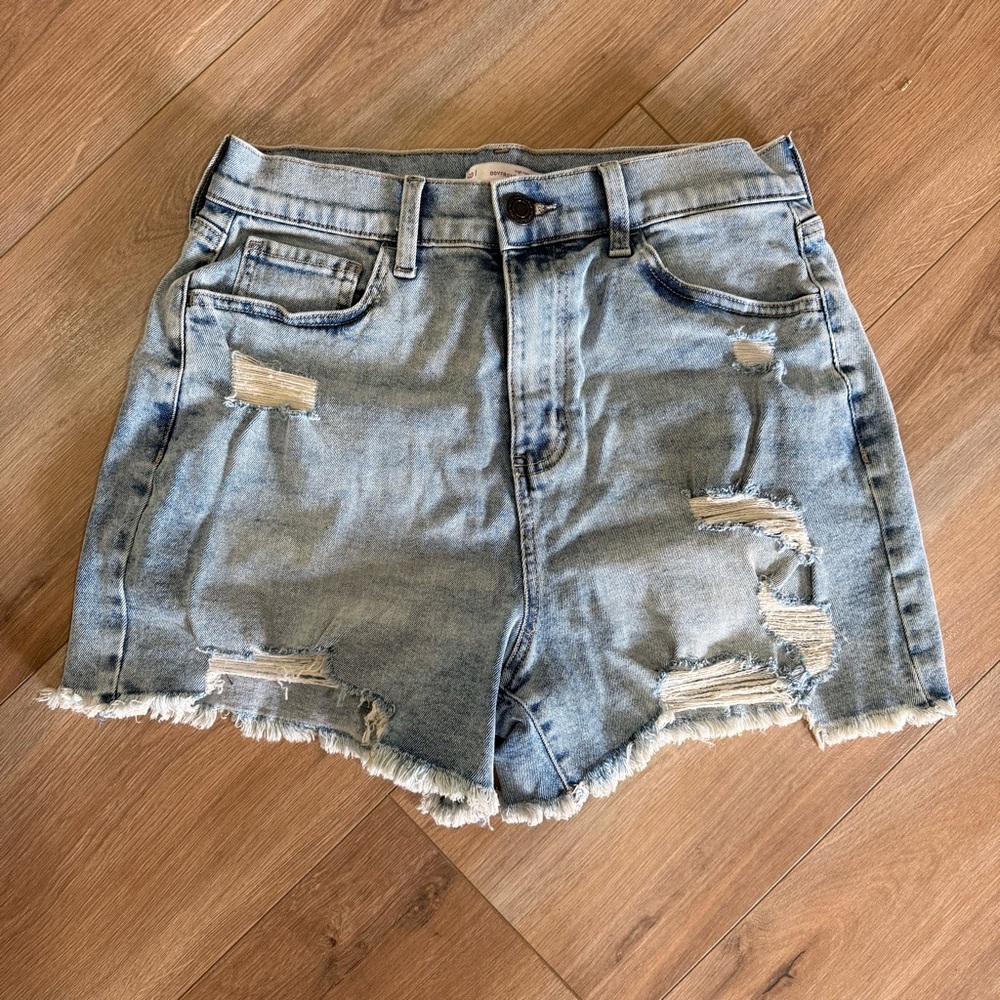 SO Light Blue Distressed Denim Shorts